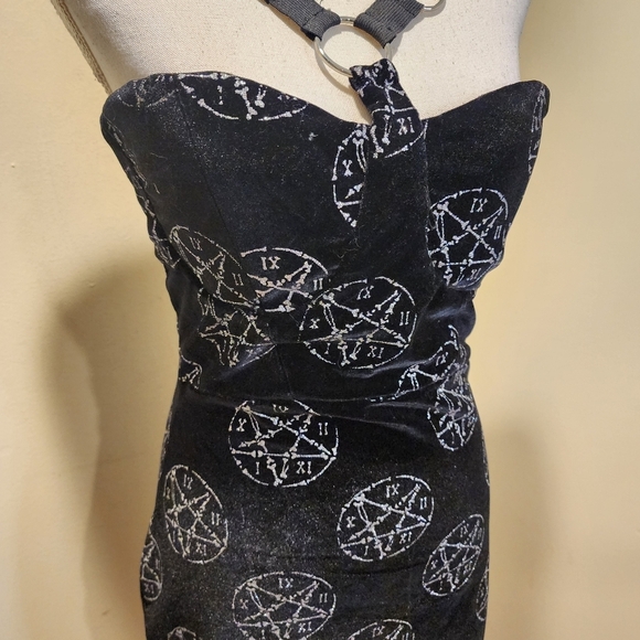 RAT BABY Black Velvet Sparkle Bodycon Mini Dress size S - Picture 9 of 15